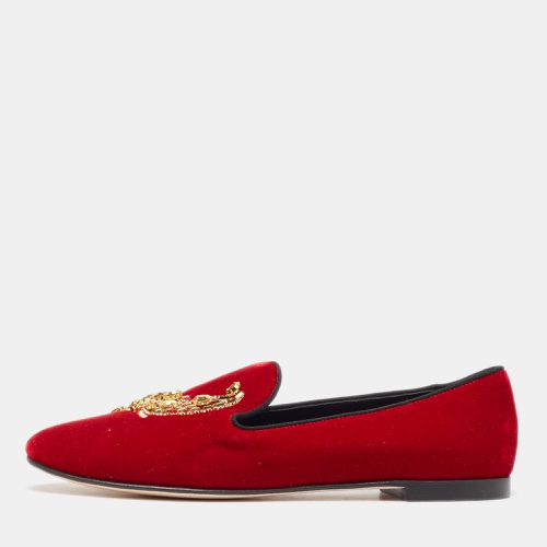 Velvet Crystal Embellished Smoking Slippers Size 38 - Giuseppe Zanotti - Modalova