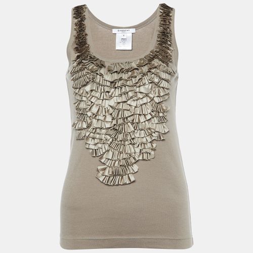 Greige Cotton Ruffled Detail Tank Top S - Givenchy - Modalova