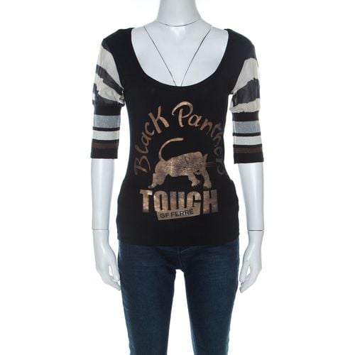 GF Ferre Panther Print Jersey Scoop Neck Top S - Gianfranco Ferre - Modalova