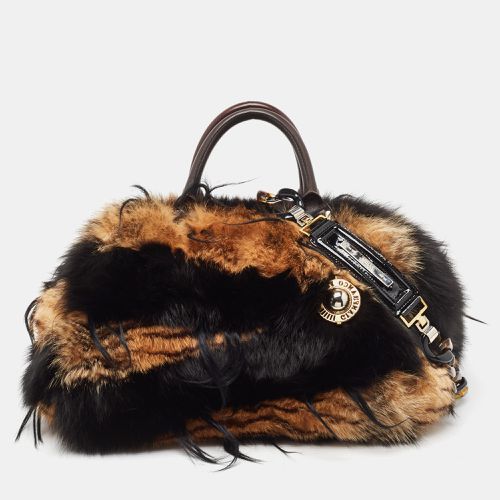 Black Fur Charm Frame Satchel - Gianfranco Ferre - Modalova