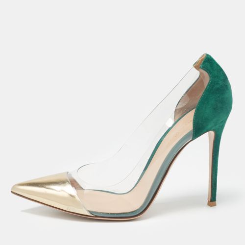 Gold/Green Leather, Suede and PVC Plexi Pumps Size 41.5 - Gianvito Rossi - Modalova