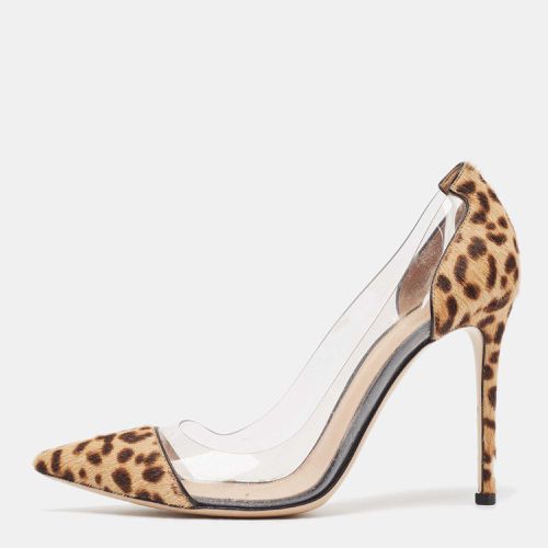 Beige Leopard Print Calf Hair and PVC Plexi Pumps Size 39 - Gianvito Rossi - Modalova