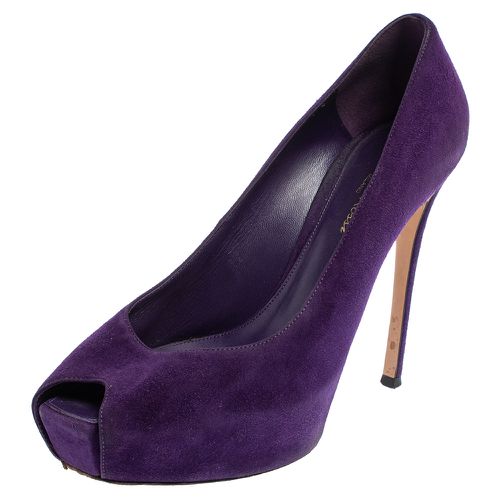 Suede Peep Toe Platform Pumps Size 39.5 - Gianvito Rossi - Modalova