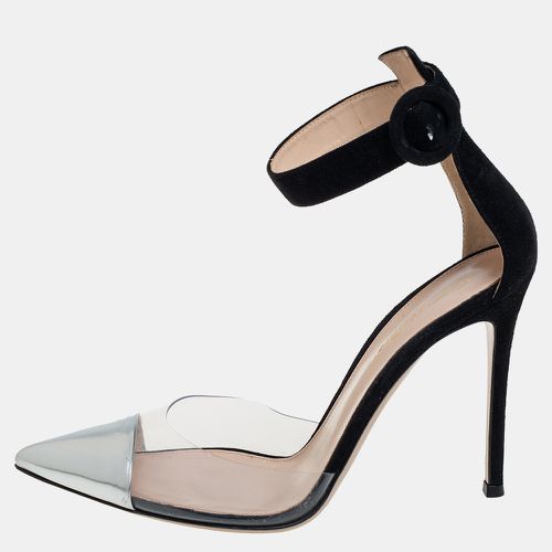 Silver Suede And PVC Ankle Strap Sandals Size 39 - Gianvito Rossi - Modalova