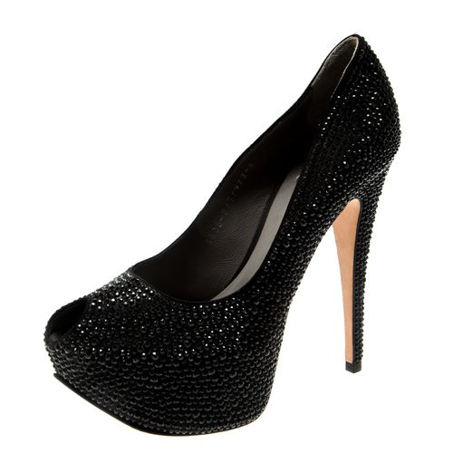 Crystal Embellished Peep Toe Platform Pumps Size 39 - Gina - Modalova