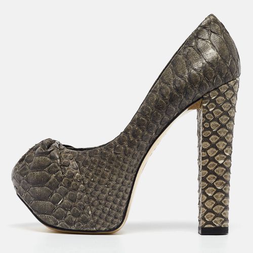 Dark Python Leather Elle Platform Pumps Size 39.5 - Gina - Modalova