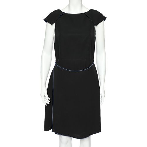 Silk Crepe Contrast Trimmed Wrap Detailed Dress M - Giorgio Armani - Modalova