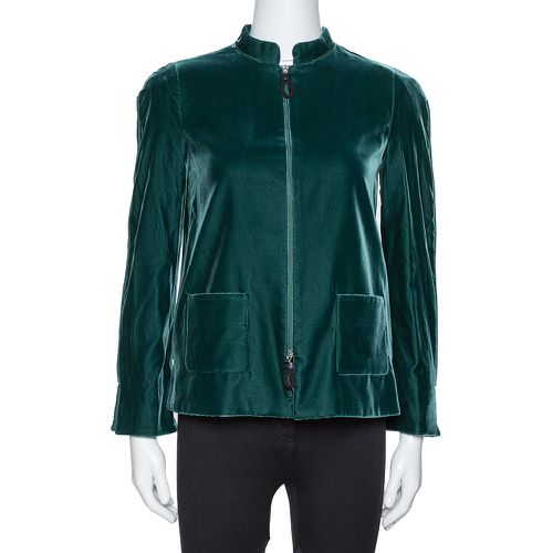 Emerald Velvet Zip Front Jacket S - Giorgio Armani - Modalova