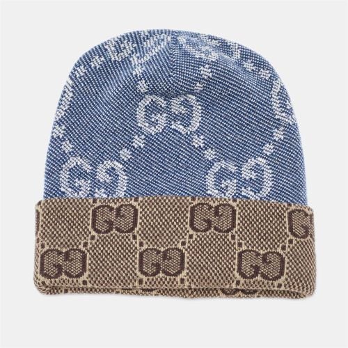 Brown GG Jacquard Wool Knit Beanie Hat S - Gucci - Modalova