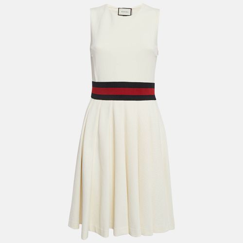 Off- Gabardine Waist Detail Pleated Short Dress S - Gucci - Modalova