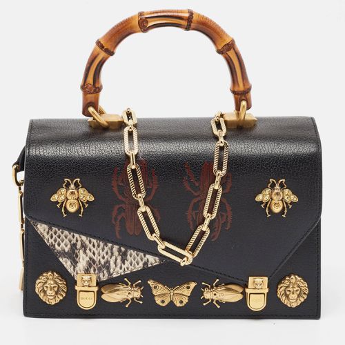 Python and Leather Studded Ottilia Bamboo Top Handle Bag - Gucci - Modalova