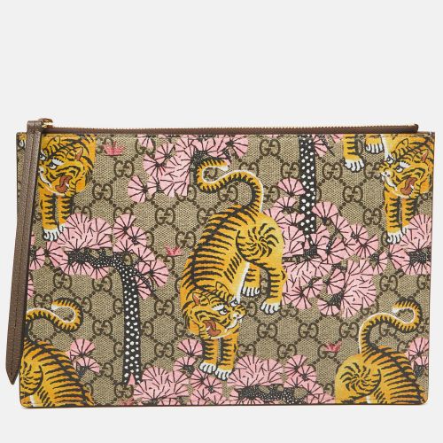 GG Supreme Coated Canvas and Leather Bengal Tiger Zip Pouch - Gucci - Modalova