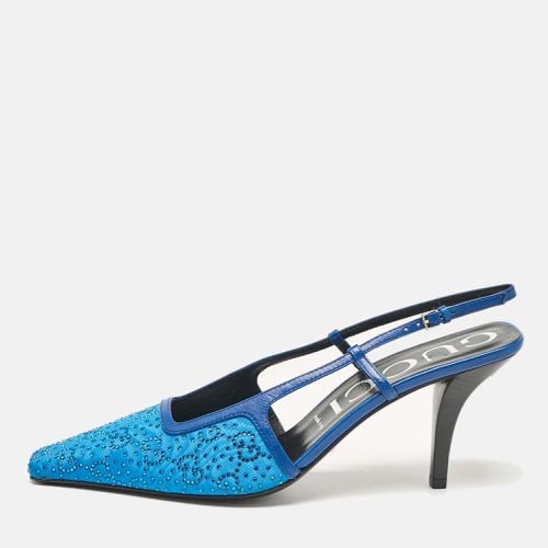 Mesh and Leather GG Crystal Slingback Pumps Size 40 - Gucci - Modalova