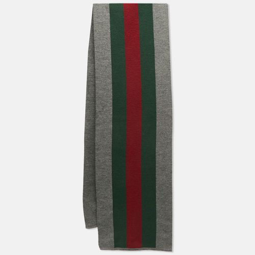 Web Striped Wool & Silk Knit Stole - Gucci - Modalova