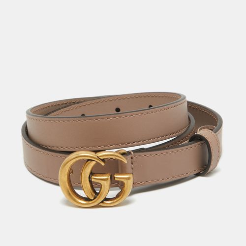 Dusty Leather Double G Buckle Slim Belt 85 CM - Gucci - Modalova