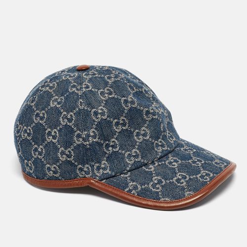 GG Supreme Jacquard Denim and Leather Baseball Cap - Gucci - Modalova