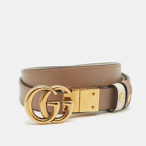 Beige Leather GG Marmont Reversible Slim Belt 80CM - Gucci - Modalova