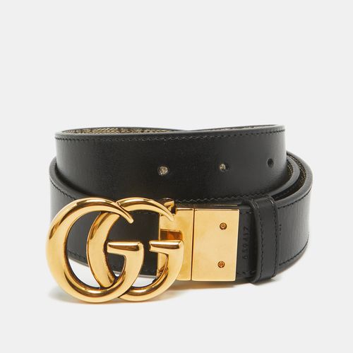 Black GG Supreme Canvas and Leather GG Marmont Reversible Belt 75CM - Gucci - Modalova