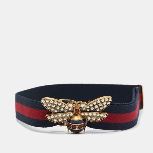 Red Web Elastic Fabric Queen Margaret Bee Belt 85CM - Gucci - Modalova