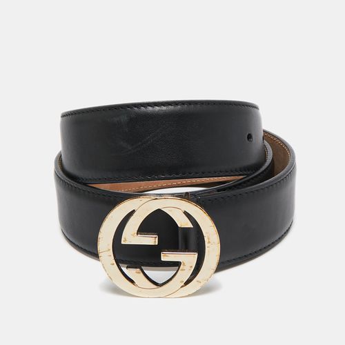 Leather Interlocking G Buckle Belt 85CM - Gucci - Modalova