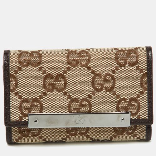 Brown GG Canvas and Leather Bow 6 Key Holder - Gucci - Modalova