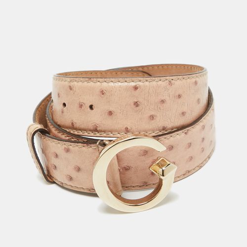 Ostrich Leather G Buckle Belt 85CM - Gucci - Modalova