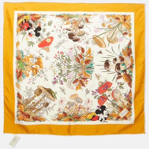 X Disney /Ivory Printed Silk Square Scarf - Gucci - Modalova