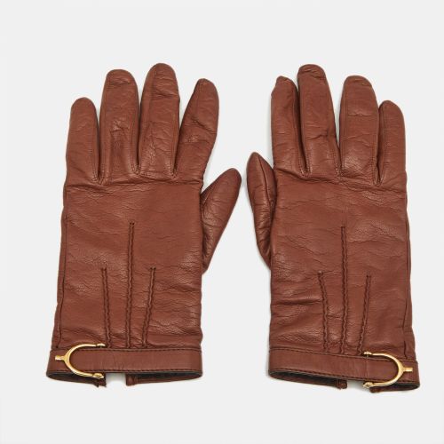 Gucci Brown Leather Gloves Size 7.5 - Gucci - Modalova