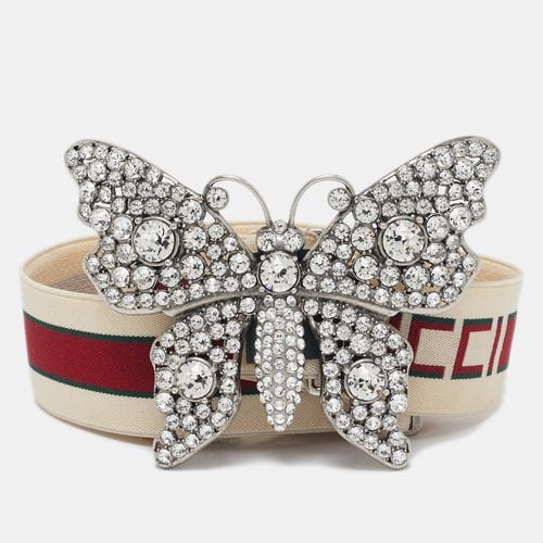 White/ Elastic Band Butterfly Crystals Belt 95CM - Gucci - Modalova