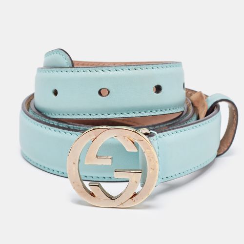 Leather Interlocking G Buckle Slim Belt 85CM - Gucci - Modalova