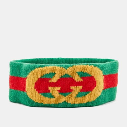 Web Stripe Wool Knit Interlocking Logo Head Band M - Gucci - Modalova