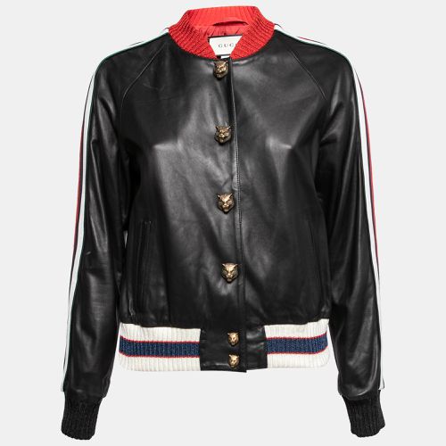 Leather Hollywood Embroidered Bomber Jacket M - Gucci - Modalova