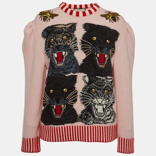 Wool Tiger Intarsia Embellished Sweater M - Gucci - Modalova