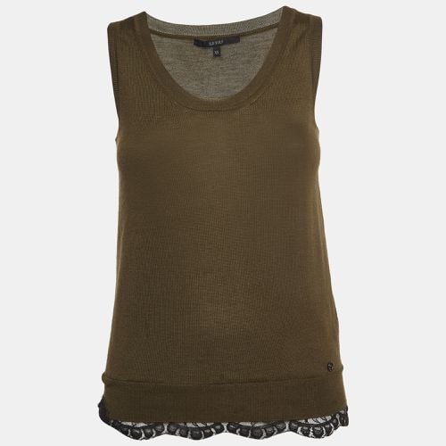 Olive Knit Lace Trimmed Sleeveless Top XS - Gucci - Modalova