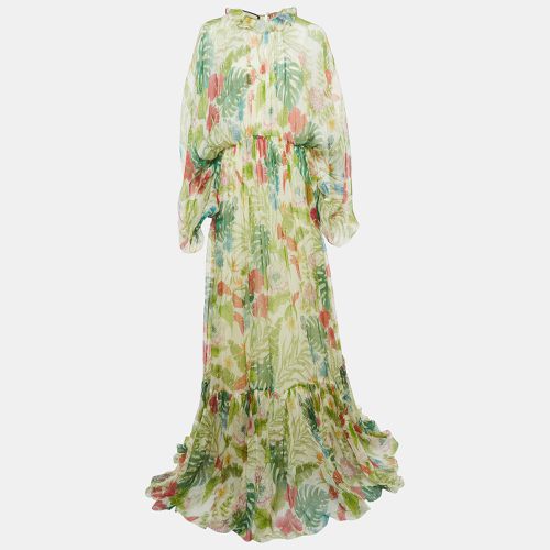 Floral Printed Lurex Silk Long Dress M - Gucci - Modalova