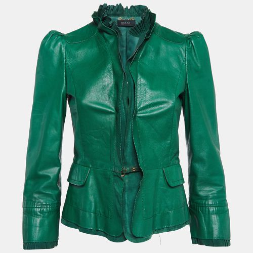 Leather Pleated Crop Leather Jacket M - Gucci - Modalova