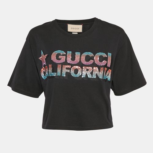 Sequin Embroidered Cotton Crop T-Shirt M - Gucci - Modalova