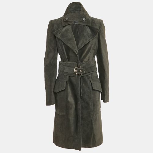 Charcoal Suede Button Front Trench Coat M - Gucci - Modalova