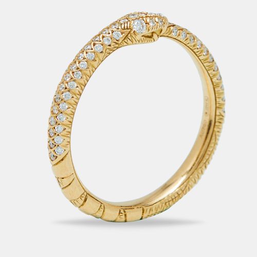 Ouroboros Diamond Pavé Snake 18k Gold Ring Size 52 - Gucci - Modalova