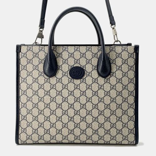 Blue Supreme Canvas Interlocking GG Tote Bag Size Small - Gucci - Modalova