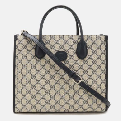 Ivory Navy Supreme GG Small Tote Bag - Gucci - Modalova