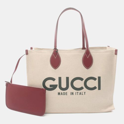 Beige Bordeaux Green Canvas Leather Printed Bag - Gucci - Modalova