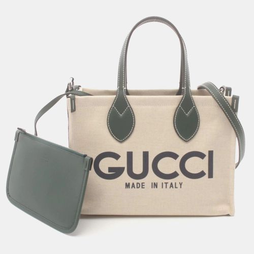 Green Canvas Leather Printed Bag - Gucci - Modalova