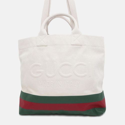 Web Canvas with Embossed Details Tote Bag - Gucci - Modalova