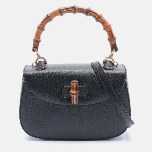 Gucci Black Leather Bamboo Handbag - Gucci - Modalova