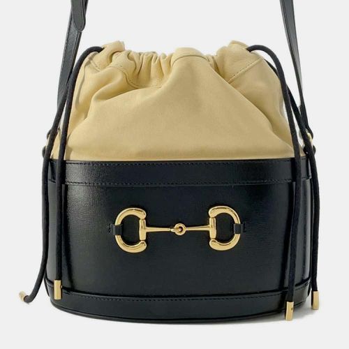 Leather Horsebit Drawstring Bag Bucket Shoulder Bag - Gucci - Modalova