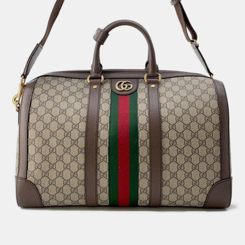 Brown GG Supreme Canvas Leather GG Supreme Ophidia Travel Bag - Gucci - Modalova