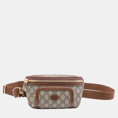 Brown Coated Canvas Leather Interlocking G GG Supreme Belt Bag - Gucci - Modalova