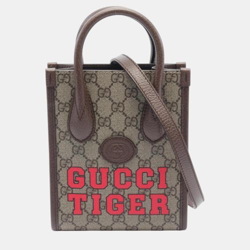 Brown Coated Canvas Leather Interlocking G Tote Bag - Gucci - Modalova