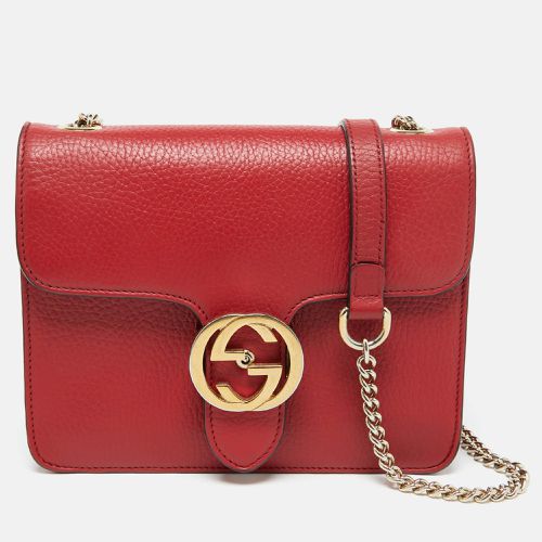 Leather Interlocking G Chain Shoulder Bag - Gucci - Modalova